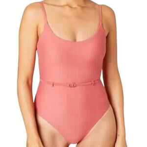 NWT Andie The Riviera One Piece Swimsuit Belted Pink Adjustable Straps Size M